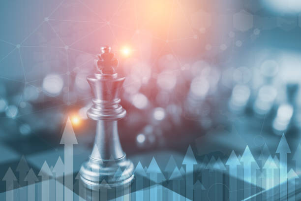 istock Investment Leadership Concept : The king chess piece with chess others nearby go down from floating board game concept of business ideas and competition and strategy plan success meaning, 868303082
