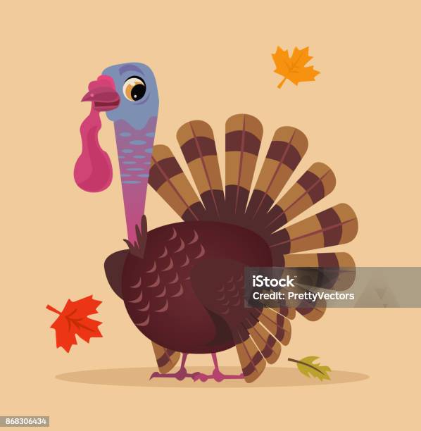 Happy Smiling Turkey Thanksgiving Day Concept Stock Illustration - Download Image Now - Turkey Meat, Cartoon, Feather