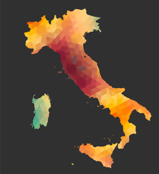 다각형 스타일의 이탈리아 지도 - florence province stock illustrations