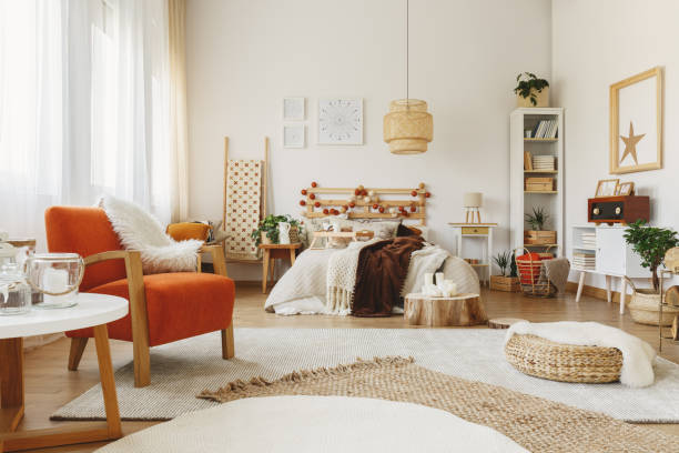 istock Furnished Scandinavian bedroom 868324496