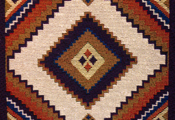 Traditional Brown Mexican Woven Textile Detail (Close-Up)