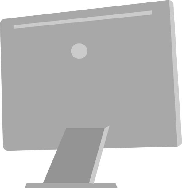 computer-monitor-vektor-cartoon-illustration - rücken stock-grafiken, -clipart, -cartoons und -symbole