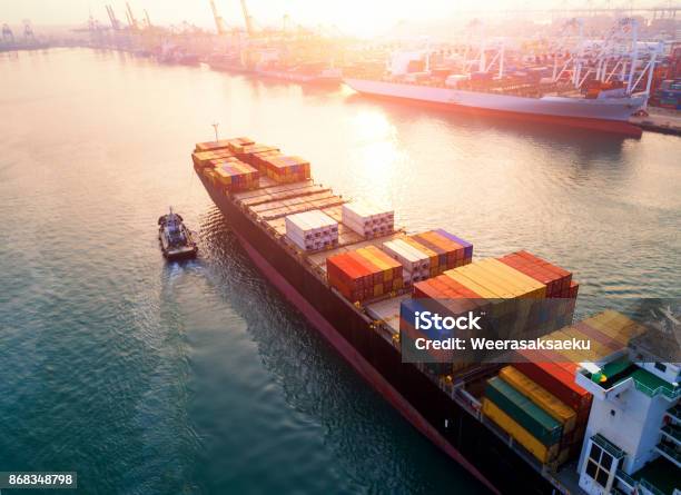 Shipyard For Logistic Stock Photo - Download Image Now - Ship, Freight Transportation, Harbor