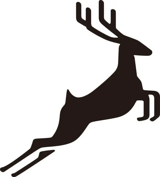 Vector illustration of reindeer running and jumping, vector illustration