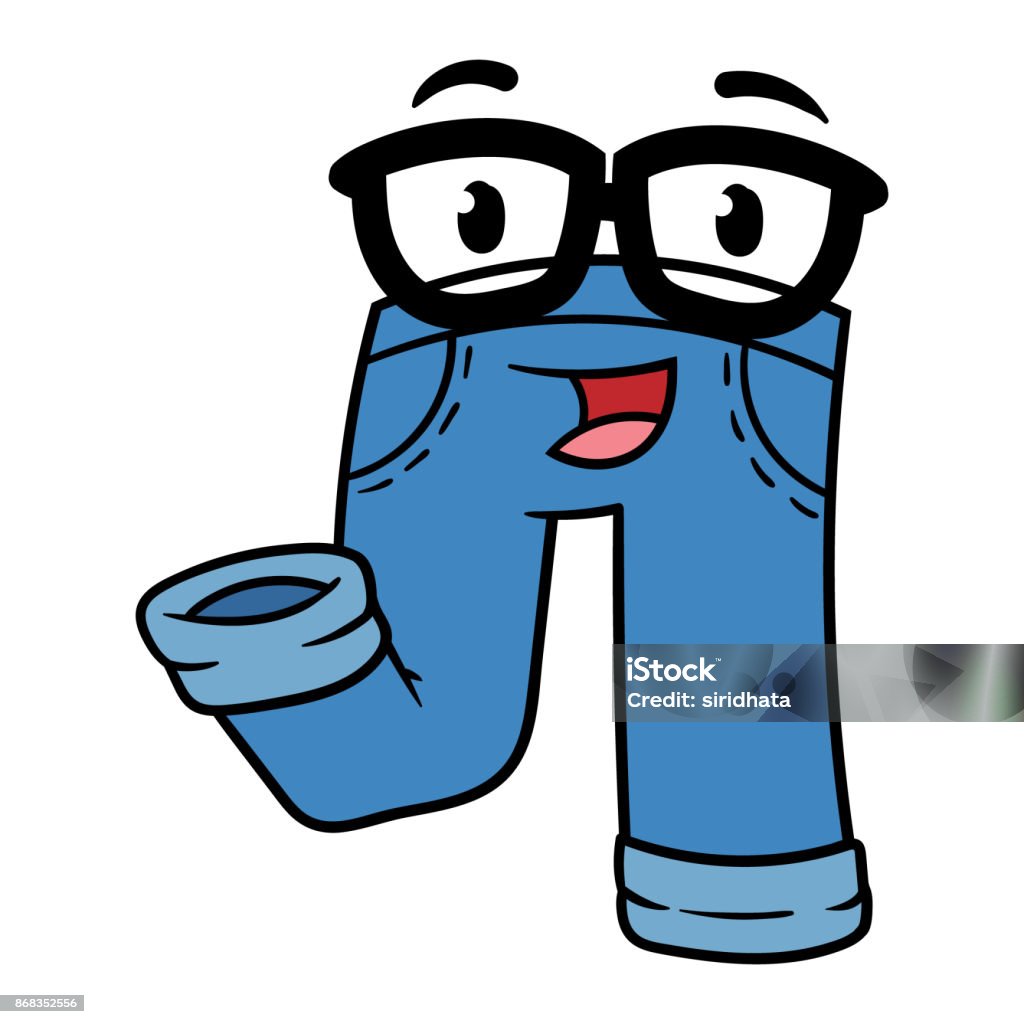Cartoon Smarty Pants Character Cartoon pants wearing glasses illustration. Pants stock vector