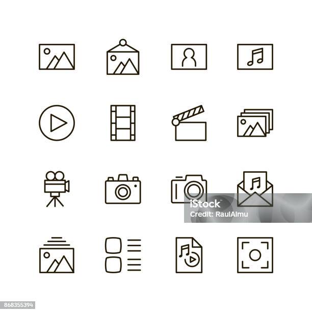 Flat Line Icon Stock Illustration - Download Image Now - Icon Symbol, Photographic Print, Photography Themes