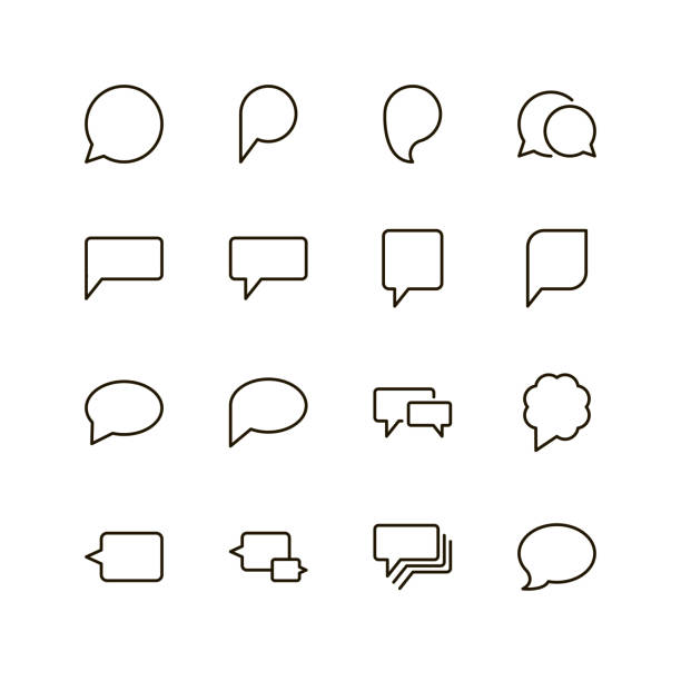 Flat line icon Info icon set. Collection of high quality outline technology pictograms in modern flat style. Black information symbol for web design and mobile app on white background. Help line icon. balloon icons stock illustrations