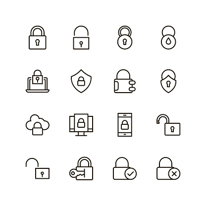 Lock flat icon. Single high quality outline symbol of padlock for web design or mobile app. Thin line signs of security for design icon, visit card, etc. Outline icon of safe