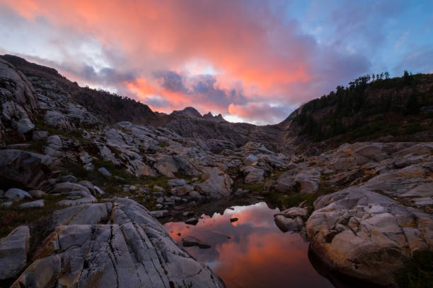 istock Sunset in the mountains with tarn pool 868359004