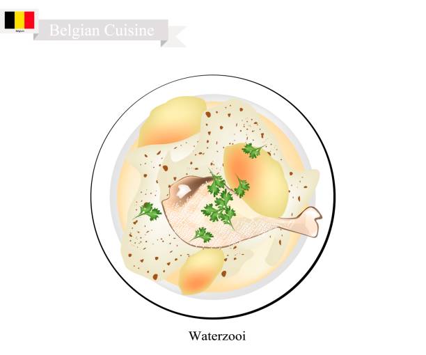 waterzooi lub belgijska kremowa zupa z kurczakiem - indochina soup flag national flag stock illustrations