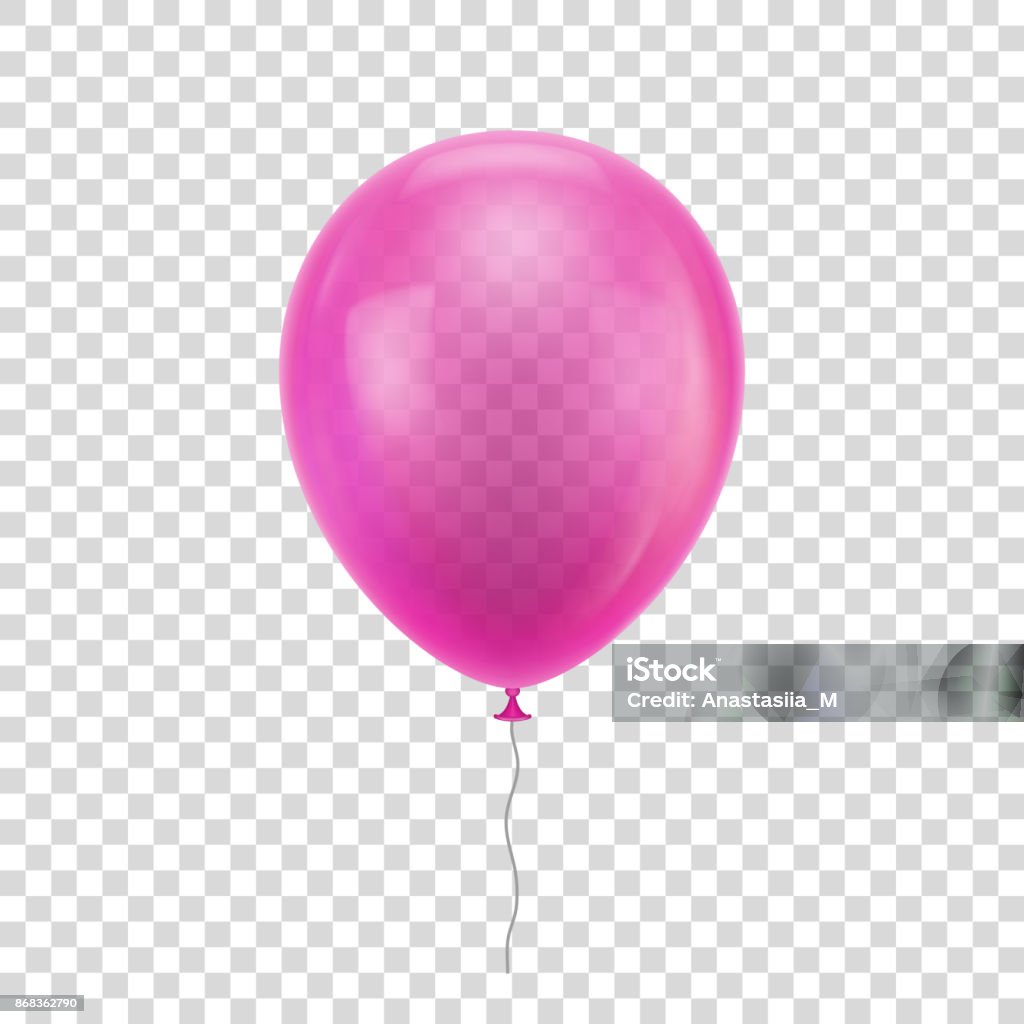 Pink realistic balloon. Pink realistic balloon. Blue ball isolated on a transparent background for designers and illustrators. Balloon as a vector illustration Balloon stock vector