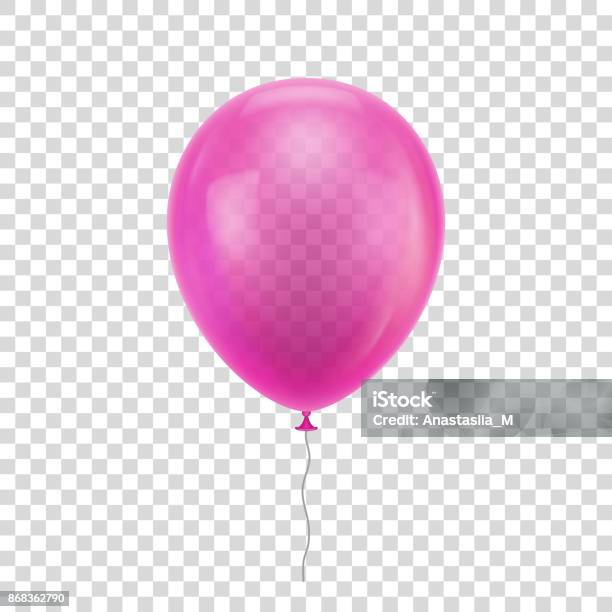 Pink Realistic Balloon Stock Illustration - Download Image Now - Balloon, Hot Air Balloon, Pink Color