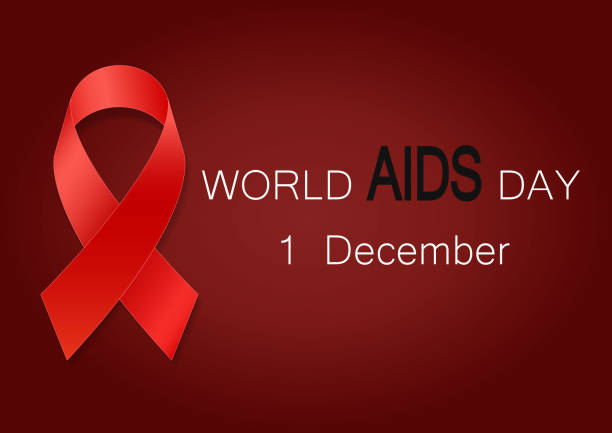 istock World aids day symbol, realistic red ribbon, 1 december. World Aids Day concept with text 868373326