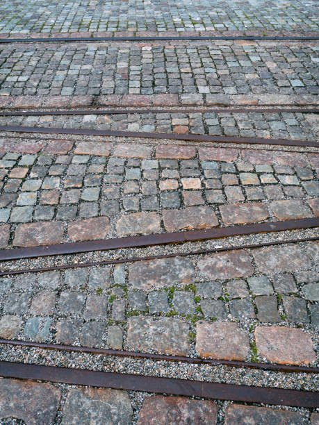 istock Old rail tracks and cobblestones in Stockholm 868377168
