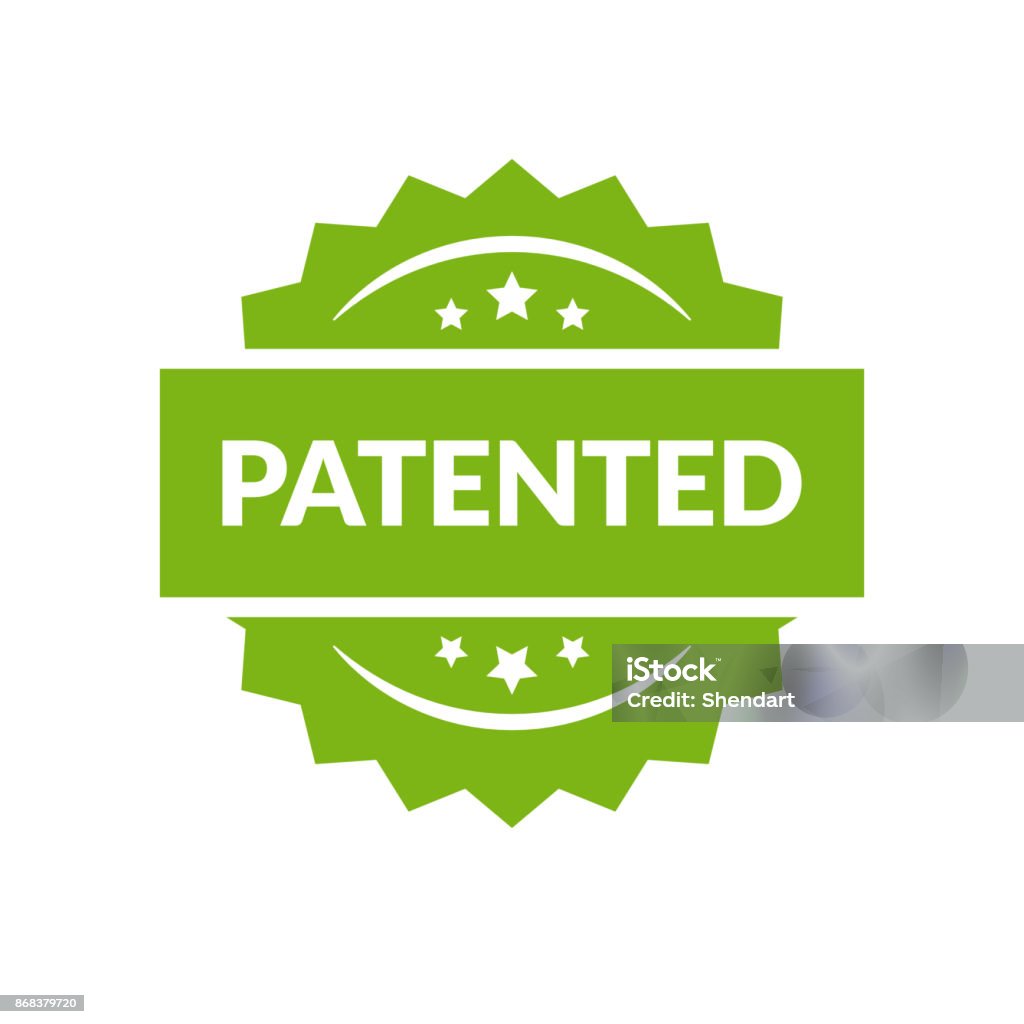Etichetta vettoriale timbro brevettato, badge brevettato piatto isolato su sfondo bianco. - arte vettoriale royalty-free di Licenza