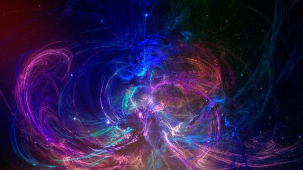 istock Fractal abstract background in violet and blue color on black background 868380670