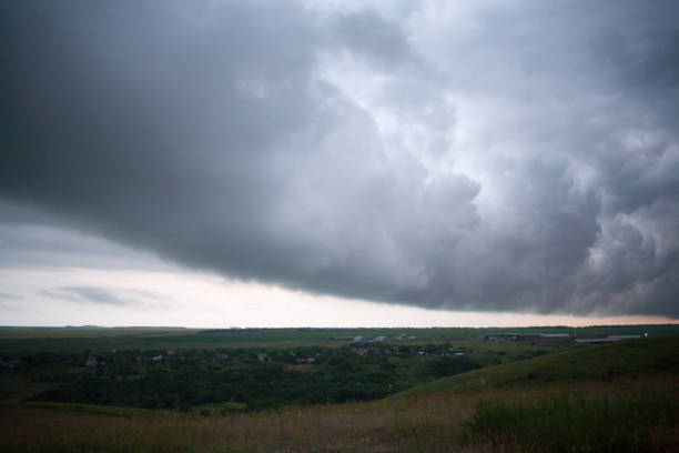 istock gloomy sky over a field in nature 868385532