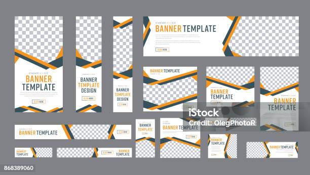 Set Of Web Banners Of Standard Size With A Place For Photos Stock Illustration - Download Image Now