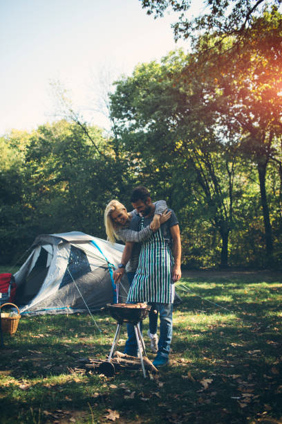 Man and woman camping together