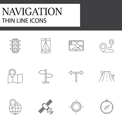 Pictogram Navigation Examples Navigation Line Pictograms Package Transportation Symbols Collection ...