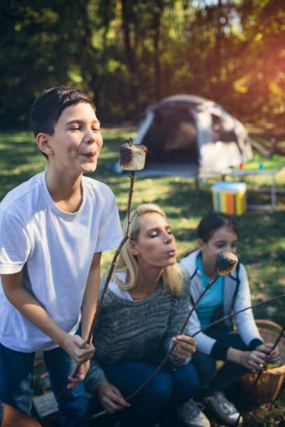 Family camping together
