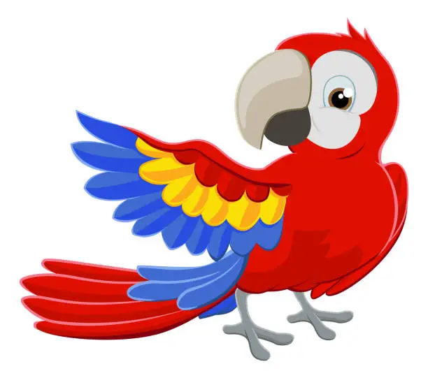 Vector illustration of Cartoon Parrot Character