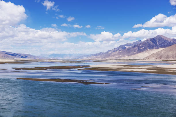 Foothills of the Tibetan landscape with mountains, China