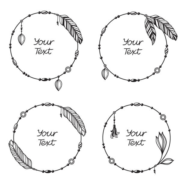ilustrações de stock, clip art, desenhos animados e ícones de boho frames for text - gem fashion jewelry bead