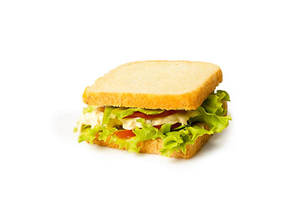 白色の背景にサンドイッチ - club sandwich sandwich salad bread ストックフォトと画像