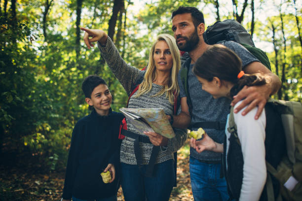 istock Family hiking together in forest 868404886