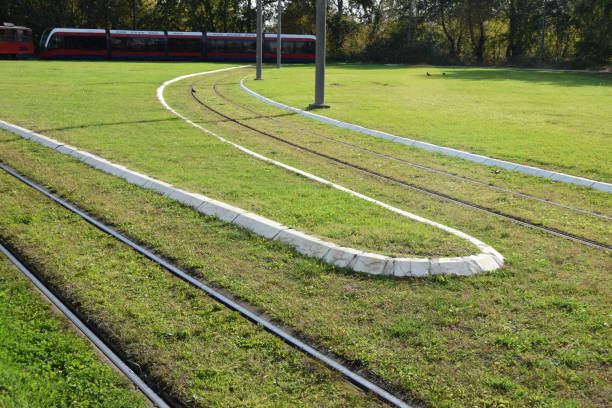 istock tram lines and crossroads on the lawn 868405562
