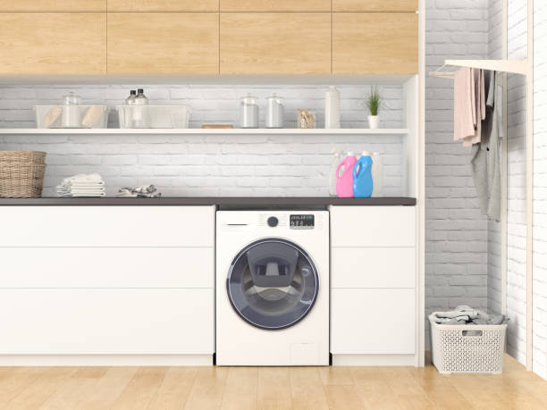 モダンなランドリー ルーム - cleaning domestic kitchen counter top housework ストックフォトと画像