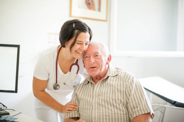 istock Senior Man Visiting Doctor's Office In The Retirement Home For A Check-Up 868412506