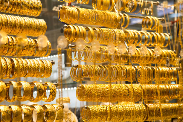 istock Gold bracelets in shop 868417082