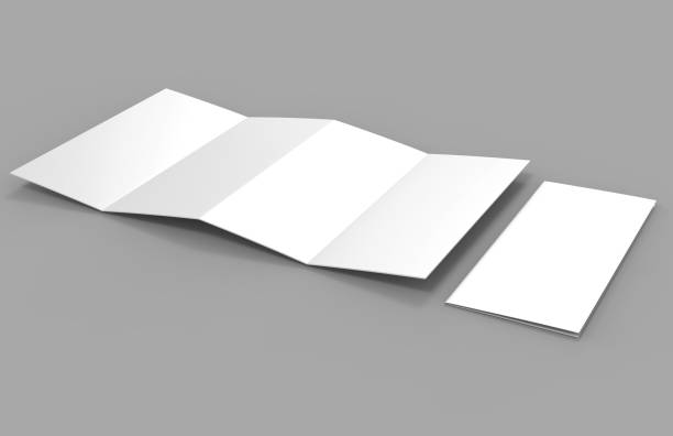istock Accordion fold brochure, eight pages four panel leaflet, concertina fold. blank white 3d render illustration. 868418698