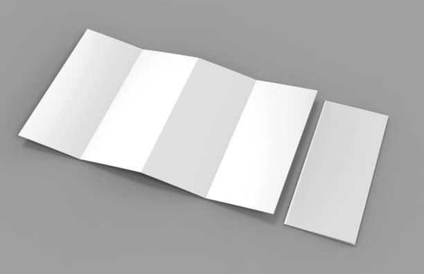 istock Accordion fold brochure, eight pages four panel leaflet, concertina fold. blank white 3d render illustration. 868418782