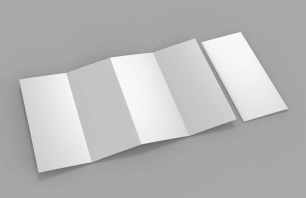 istock Accordion fold brochure, eight pages four panel leaflet, concertina fold. blank white 3d render illustration. 868418820