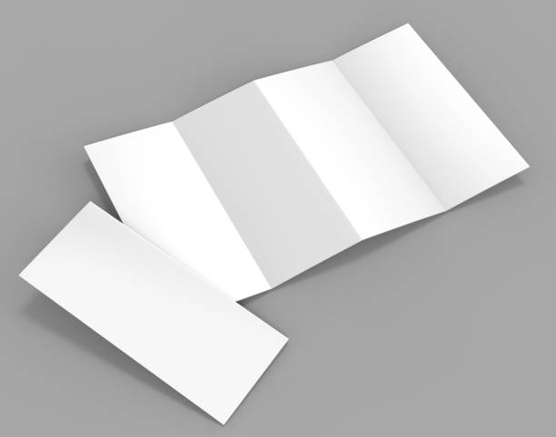 istock Accordion fold brochure, eight pages four panel leaflet, concertina fold. blank white 3d render illustration. 868421834