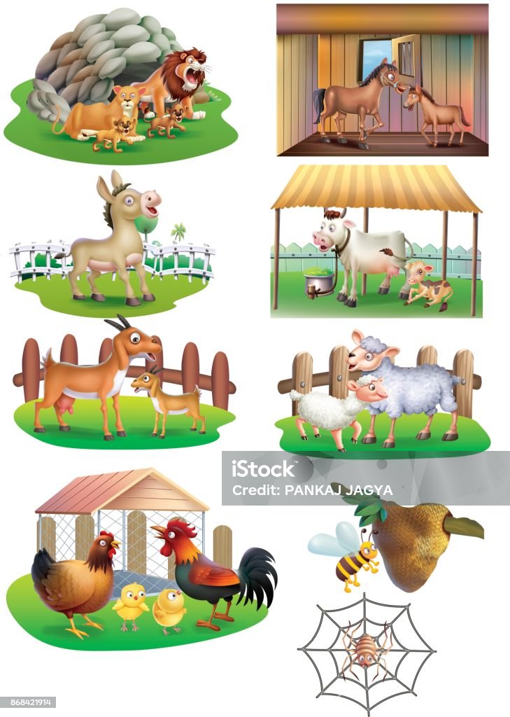 Home Of Animals Stock Illustration - Download Image Now - Nursery Rhyme,  Art, Cartoon - iStock
