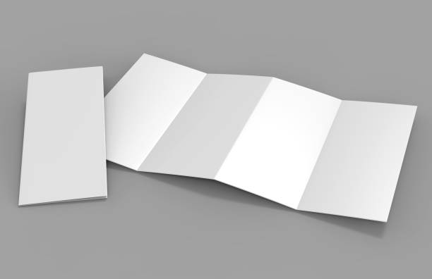 istock Accordion fold brochure, eight pages four panel leaflet, concertina fold. blank white 3d render illustration. 868421954