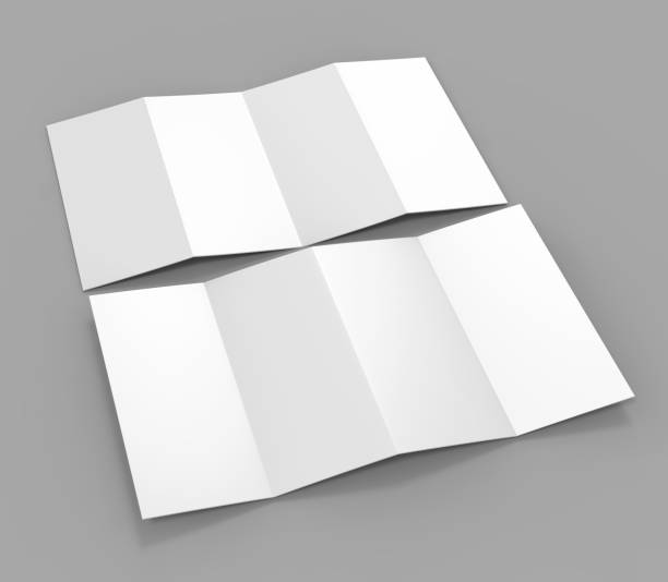 istock Accordion fold brochure, eight pages four panel leaflet, concertina fold. blank white 3d render illustration. 868422240