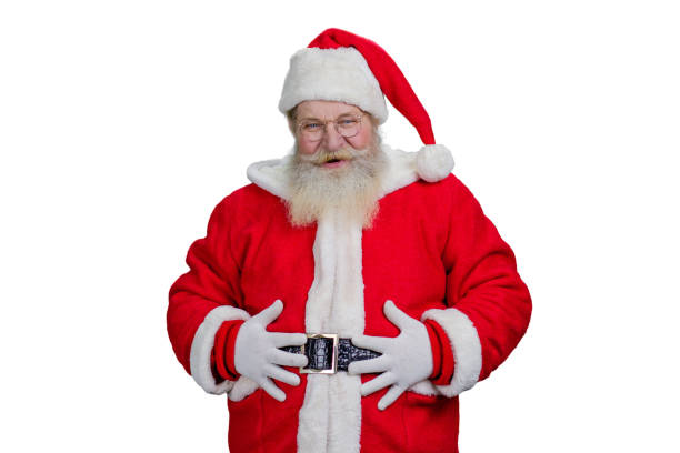 istock Old Santa with hands on belly. 868425004