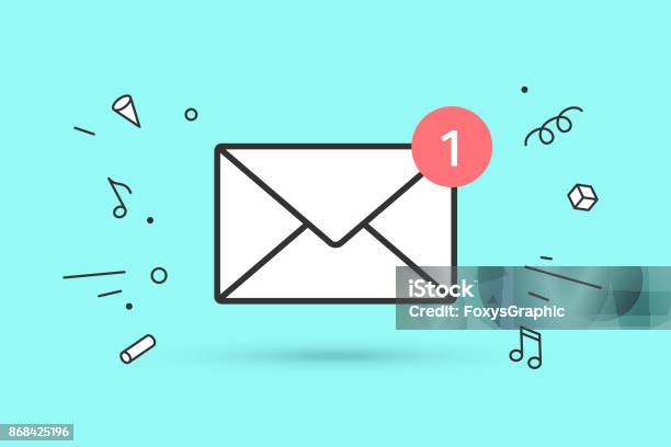 Symbol Der Neuen Post Umschlag Mit Roten Markierung Einer Nachricht Stock Vektor Art und mehr Bilder von E-Mail