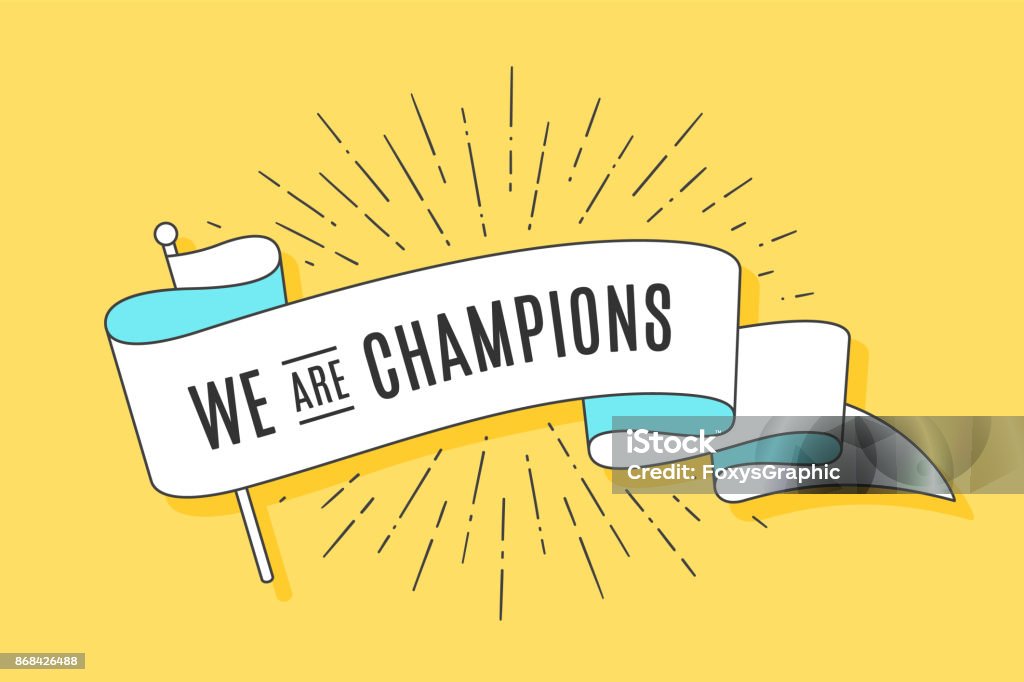 Drapeau de ruban Vintage nous sommes Champions - clipart vectoriel de Gagner libre de droits