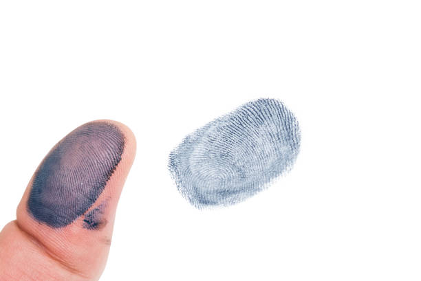 istock Finger with finger print isolated on white background 868429016