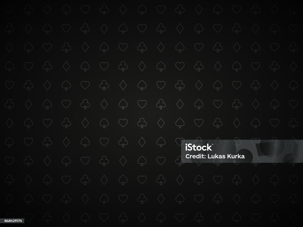 Vector poker black background, playing card symbols pattern, blackjack Casino stock vector