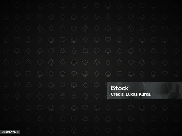 Vector Poker Black Background Playing Card Symbols Pattern Blackjack Stock Illustration - Download Image Now