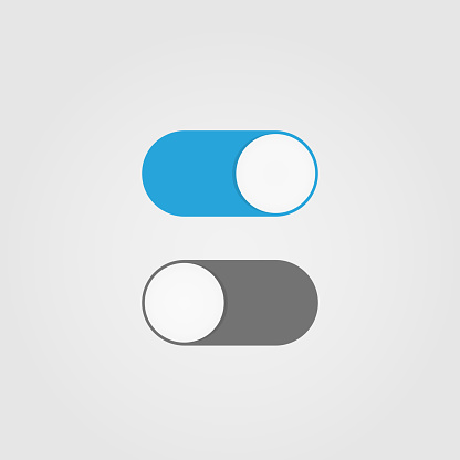 On and Off switch toggle. Simple flat icon design