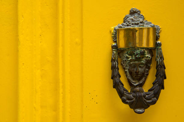 istock Decorative bronze door handle in the form of a beautiful woman's head 868432796