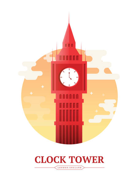Clock Tower Clock Tower London England clock tower stock illustrations
